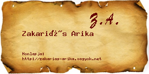 Zakariás Arika névjegykártya